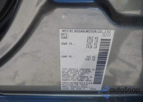 2024 Nissan Altima S Fwd from USA, damaged, VIN 1N4BL4BV0RN351349